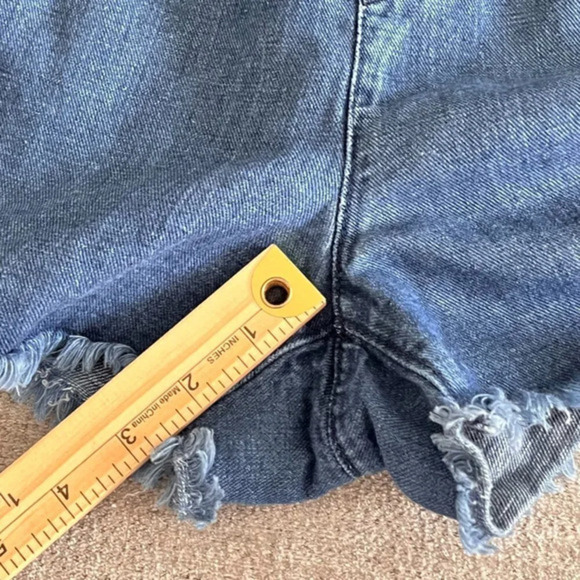 Loft Womens Blue Pull On High-Rise Cut Off Shorts Size‎ S Pockets Raw Hems Soft - Picture 3 of 9